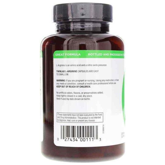 L-Arginine 500 Mg, 100 Capsules, TWL