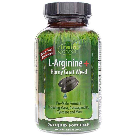 L-Arginine + Horny Goat Weed, 75 Liquid Softgels, IRN