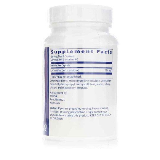 L-Carnitine 250 Mg, 60 Veg Capsules, KL