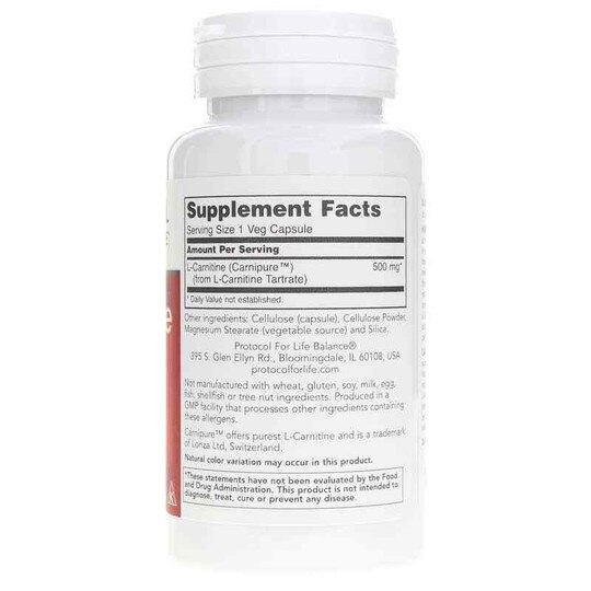 L-Carnitine 500 Mg, 60 Veg Capsules, PFLB
