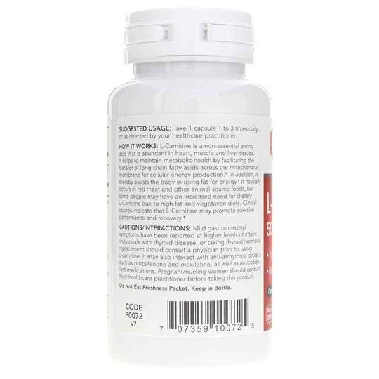 L-Carnitine 500 Mg, 60 Veg Capsules, PFLB