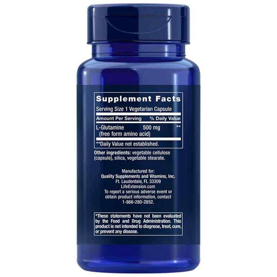 L-Glutamine Caps 500 Mg, 100 Veg Capsules, LFE