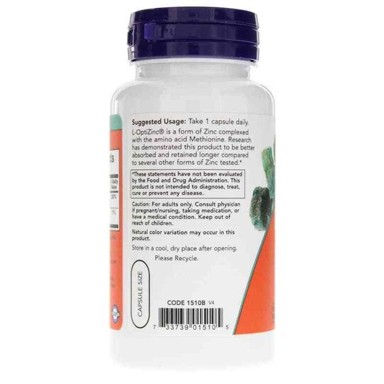 L-OptiZinc 30 Mg, 100 Veg Capsules, NOW