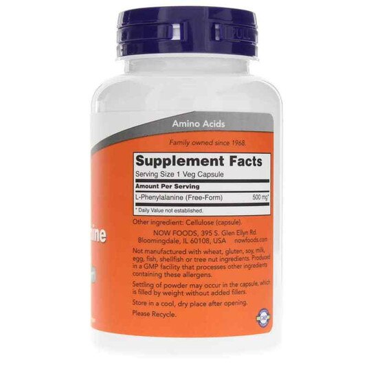 L-Phenylalanine 500 Mg, 120 Veg Capsules, NOW