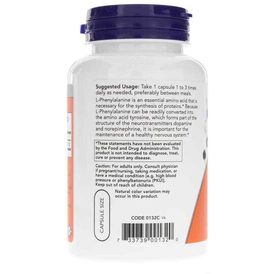 L-Phenylalanine 500 Mg, 120 Veg Capsules, NOW