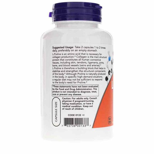 L-Proline 500 Mg, 120 Veg Capsules, NOW