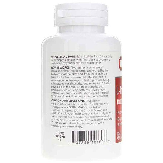 L-Tryptophan 1,000 Mg, 60 Tablets, PFLB