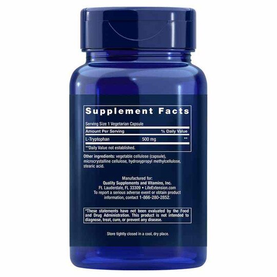 L-Tryptophan 500 Mg, 90 Veg Capsules, LFE