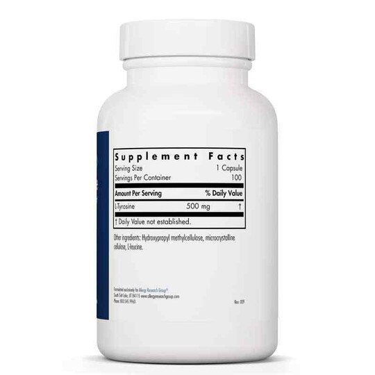 L-Tyrosine 500 Mg, 100 Veg Capsules, ARG