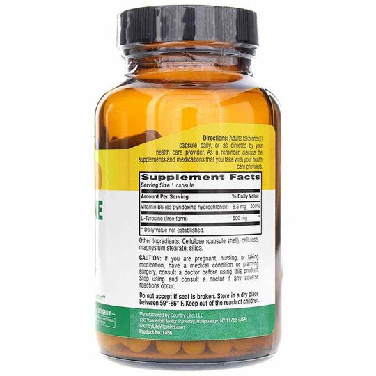 L-Tyrosine 500 Mg, 100 Veg Capsules, CTL