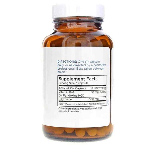L-Tyrosine 500 Mg, 100 Capsules, MTM