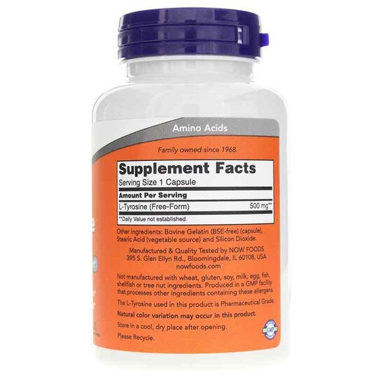 L-Tyrosine 500 Mg, 120 Capsules, NOW