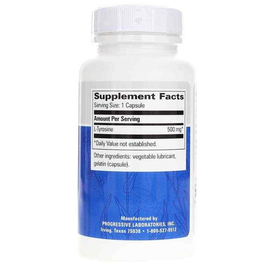 L-Tyrosine 500 Mg, 90 Capsules, PGL