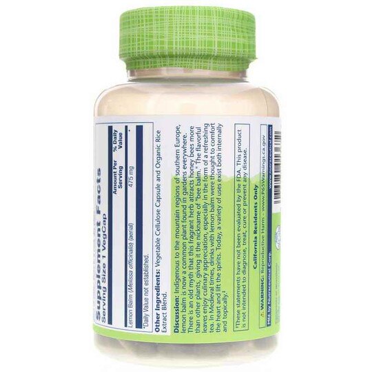 Lemon Balm 475 Mg, 100 Veg Capsules, SLR