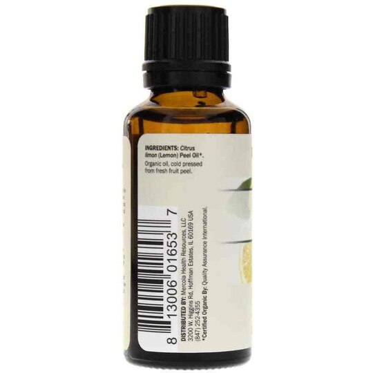 Lemon Organic Essential Oil, 1 Oz, DRM