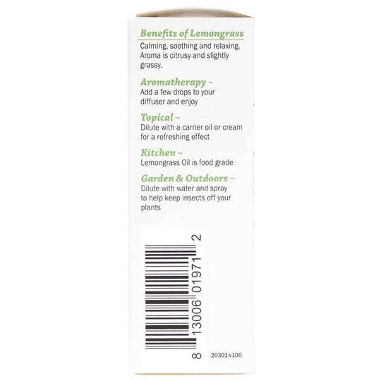 Lemongrass Organic Essential Oil, 1 Oz, DRM