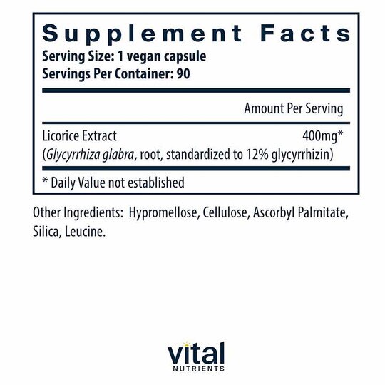 Licorice Root Extract 400 Mg, 90 Capsules, VTN
