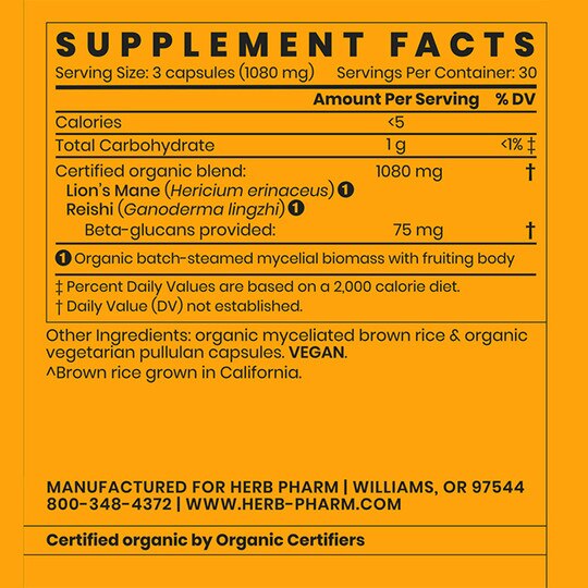 Lion's Mane Blend with Reishi, 90 Veg Capsules, HPH