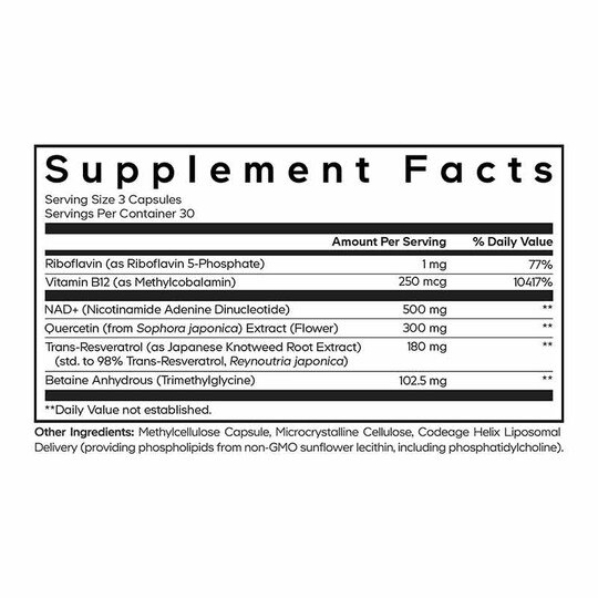Liposomal NAD+ Ultra, 90 Capsules, CDE
