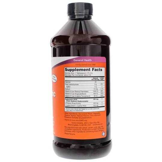 Liquid Hyaluronic Acid, 16 Oz, NOW