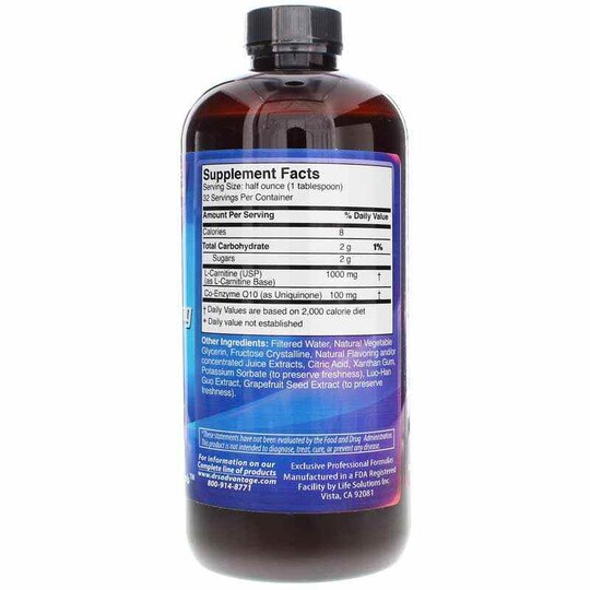 Liquid l-Carnitine 1000 Mg CoQ10 100 Mg, 16 Oz, DRA