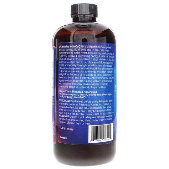 Liquid l-Carnitine 1000 Mg CoQ10 100 Mg, 16 Oz, DRA