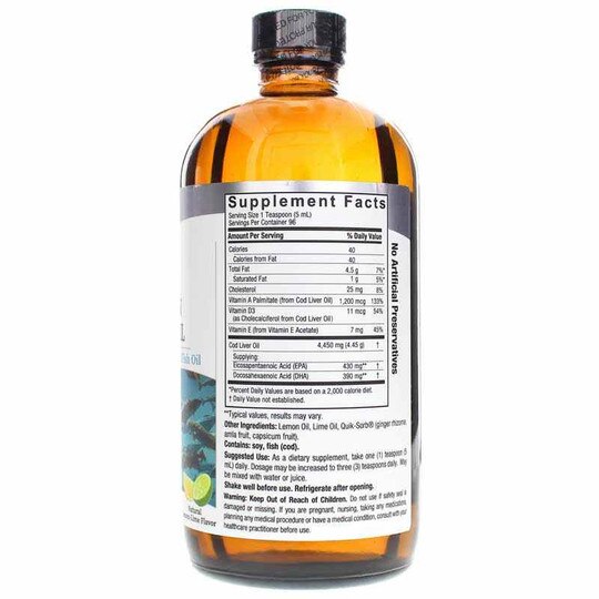 Liquid Norwegian Cod Liver Oil Lemon Lime, 16 Oz, NAN