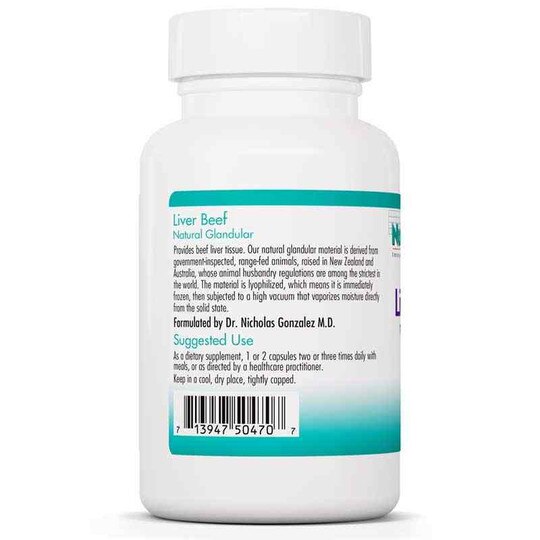 Liver Beef Natural Glandular, 125 Veg Capsules, NTC
