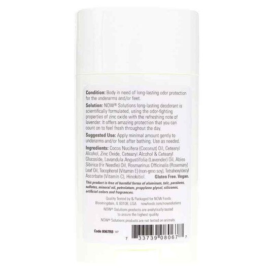 Long-Lasting Deodorant Stick Lavender, 2.2 Oz, NOW