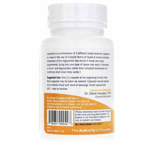 Lypazyme Enzyme for Fat Digestion, 120 Capsules, HSE