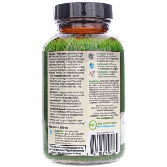 Magnesium + Ashwagandha, 60 Liquid Softgels, IRN
