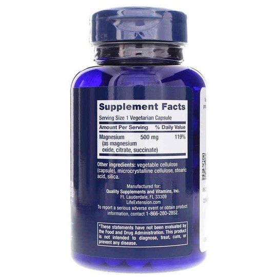 Magnesium Caps 500 Mg, 100 Veg Capsules, LFE