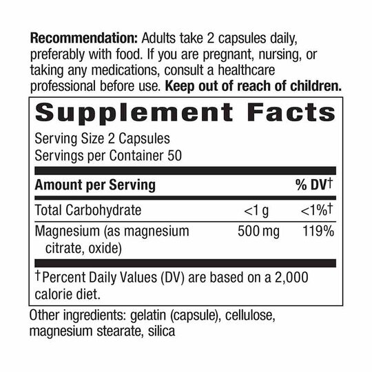 Magnesium Complex Citrate Blend, 100 Capsules, NWA