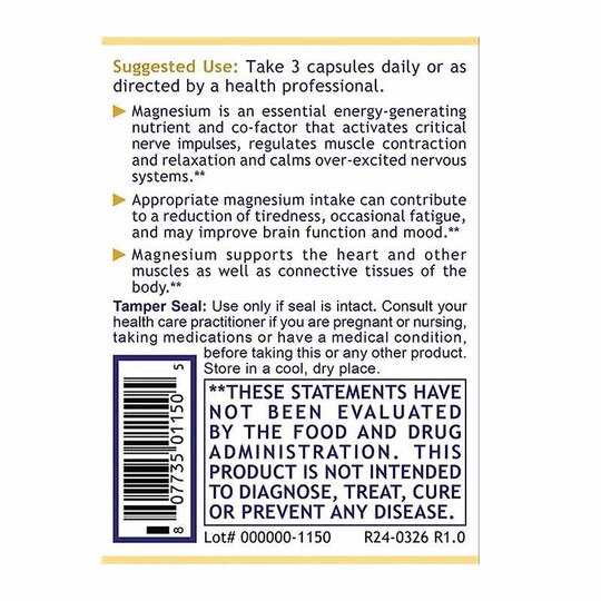 Magnesium Glycinate Caps, 90 Veg Capsules, PRL