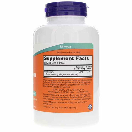 Magnesium Malate 1000 Mg, 180 Tablets, NOW