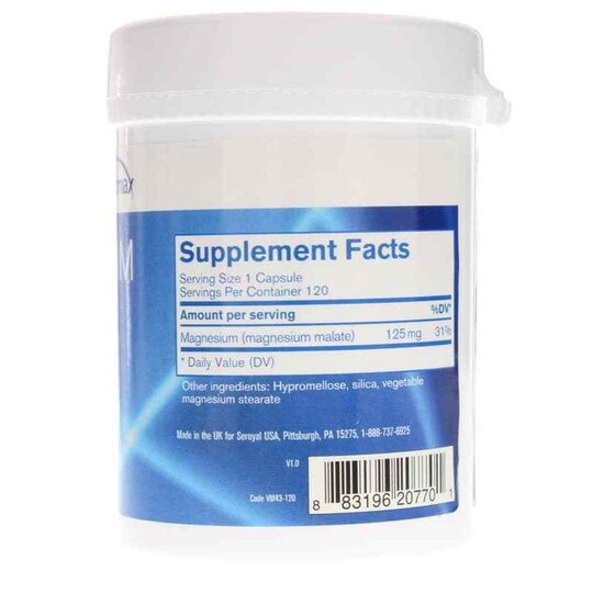Magnesium Malate, 120 Veg Capsules, PHX