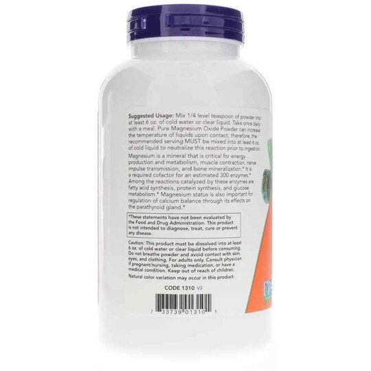 Magnesium Oxide Pure Powder, 8 Oz, NOW