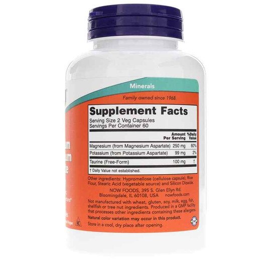 Magnesium & Potassium Aspartate, 120 Veg Capsules, NOW