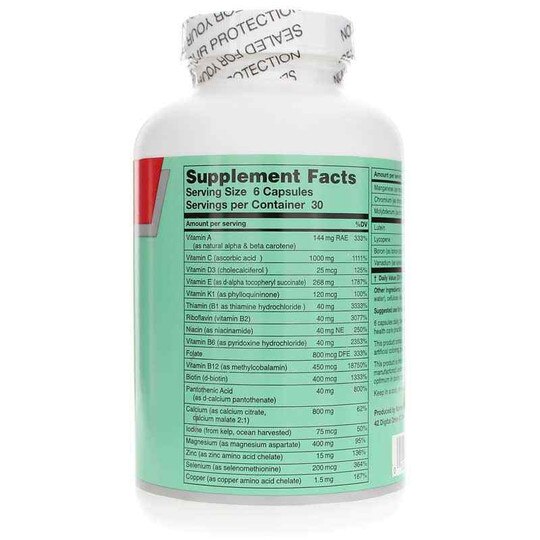 MAXXUM 1 Multivitamin and Mineal with Extra Calcium, 180 Capsules, KRU