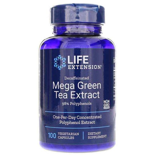 Mega Green Tea Extract Decaffeinated, 100 Veg Capsules, LFE