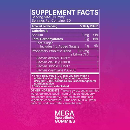 Mega SporeBiotic Gummies For Kids, 30 Gummies, MCBL