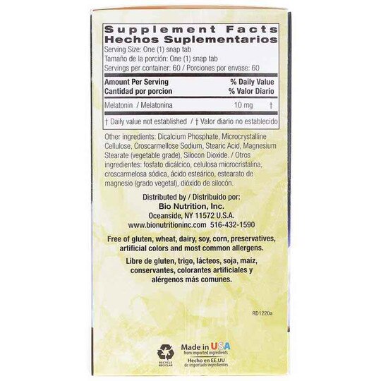 Melatonin 10 Mg, 60 Snap Tabs, BNU