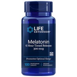 Melatonin 6 HLife Extension's Timed Release, 300 mcg, 100 vegetarian tablets