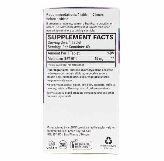 Melatonin EP120 10 Mg Sustained Release, 60 Vegan Tablets, TNT