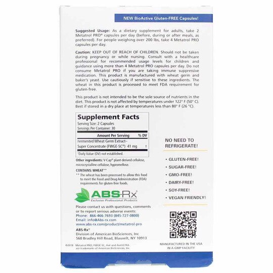 Metatrol PRO Fermented Wheat Germ Extract, 60 Veg Capsules, AMBS