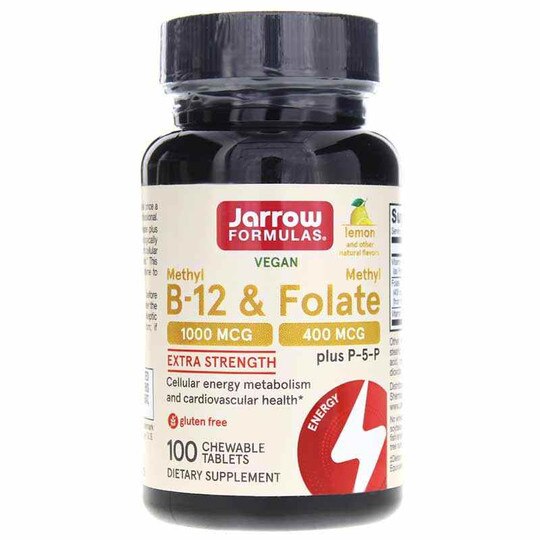 Methyl B-12 & Methyl Folate Lemon, 100 Chewable Tablets, JRF