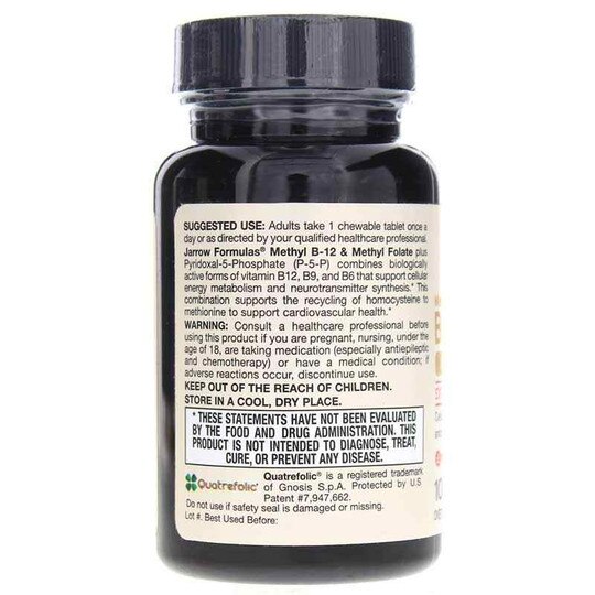 Methyl B-12 & Methyl Folate Lemon, 100 Chewable Tablets, JRF