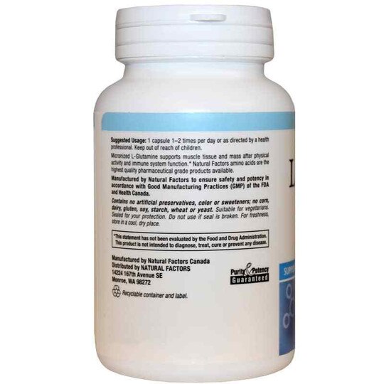 Micronized L-Glutamine 1000 Mg, 90 Veg Capsules, NF