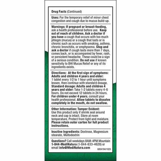 Mucus Relief Tablets, 100 Tablets, BHI