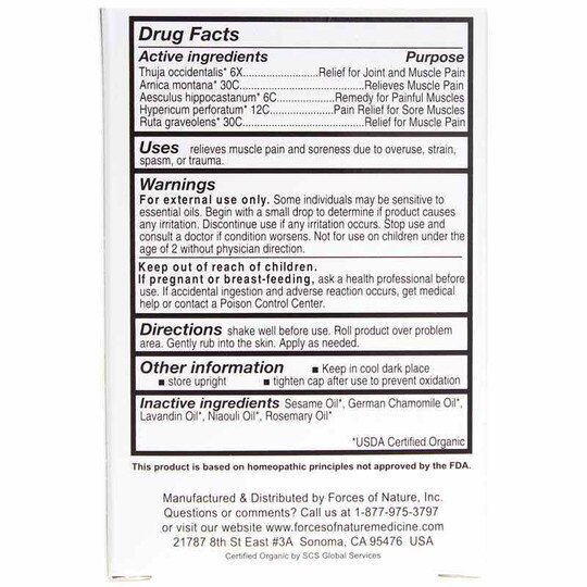 Muscle Pain Organic Plant Medicine Roll On, .14 Oz, FON